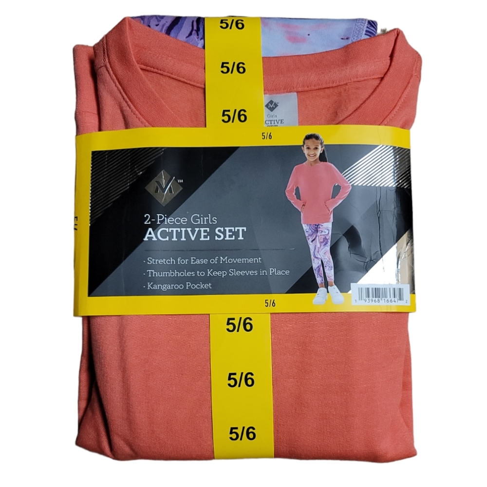 Member's Mark Girls Stretch Crew Neck Relaxed Fit 2 Piece Active Set, Size 5/6